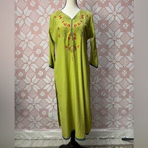Vintage Embroidered Kurta Caftan Dress | Boho Tunic